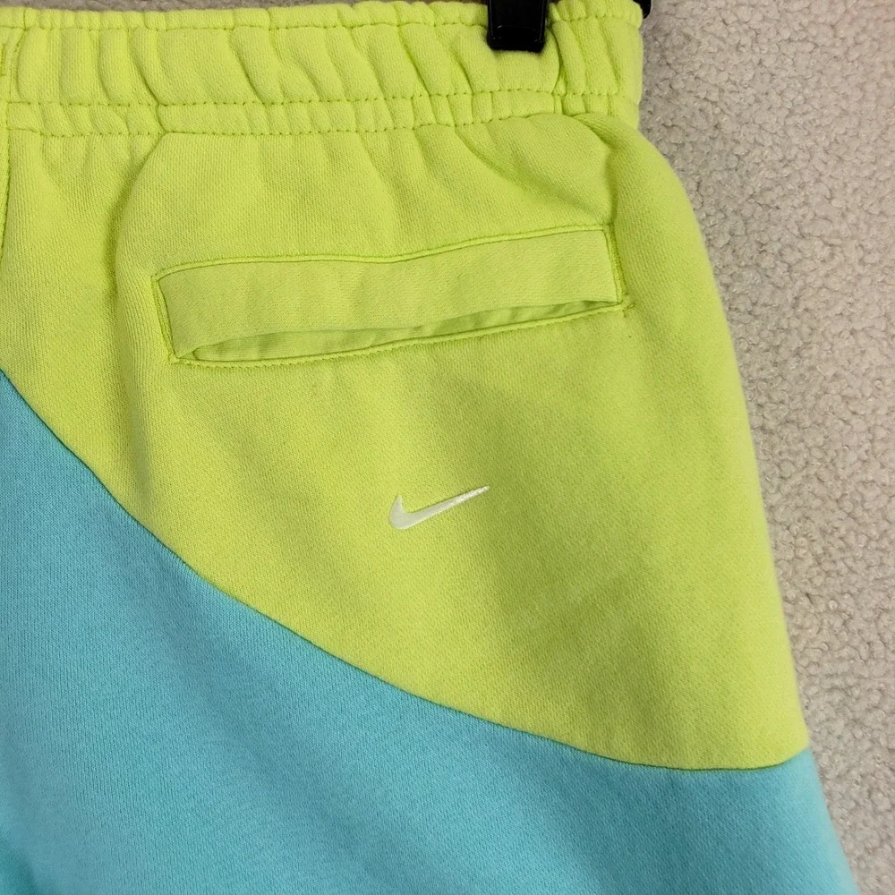 Nike Colorblock Sweat Shorts Mens M Blue Lime Green Streetwear Athleisure